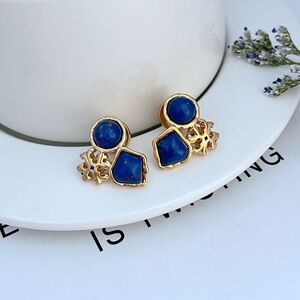 Tory Burch Gold and Navy StoneEarrings